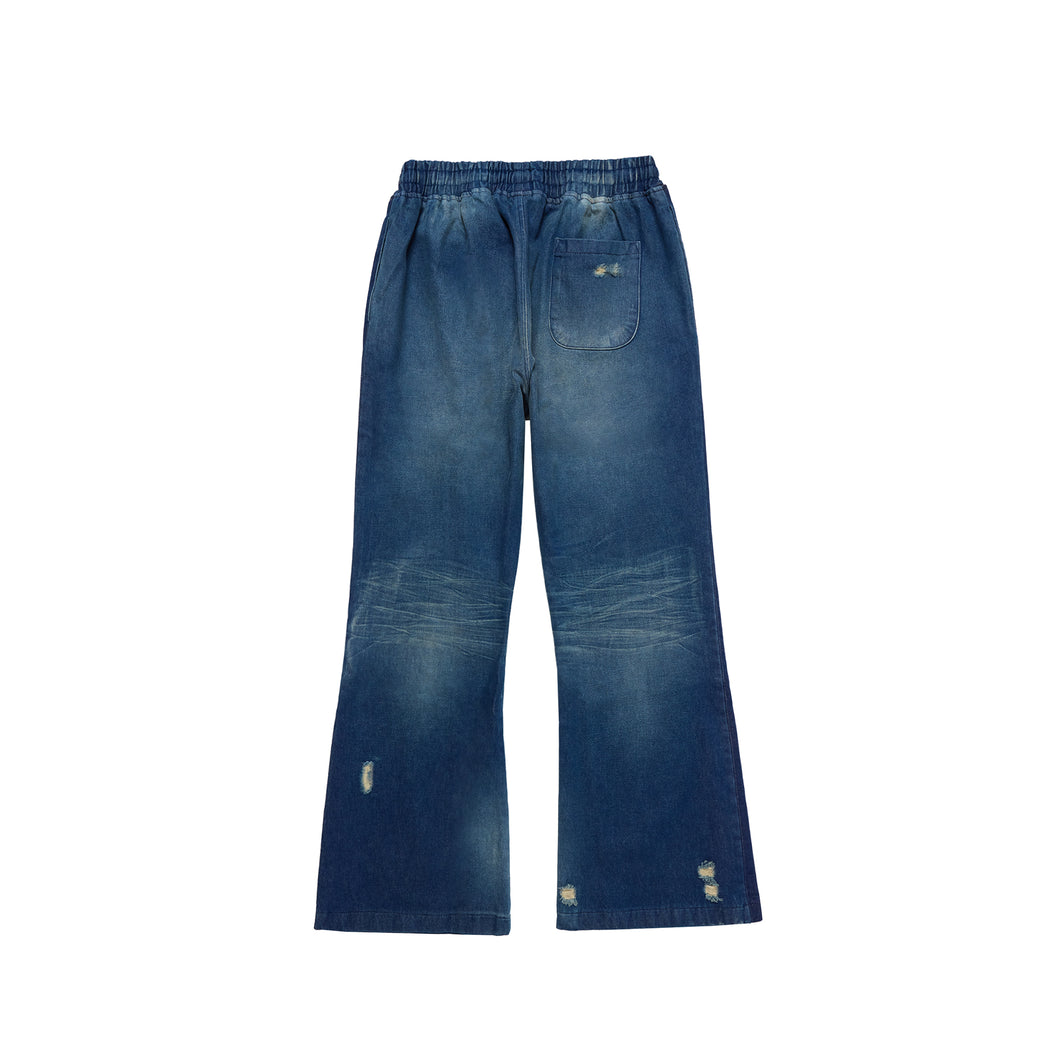 Washed Denim Flared Pants