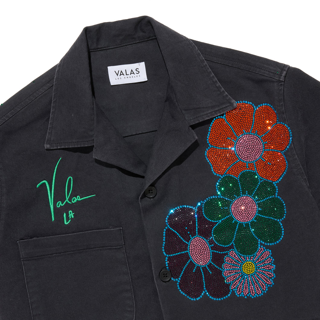 Cropped Flowers Gems Bowler Shirt