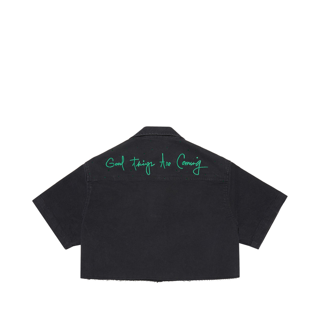 Cropped Love & Peace Gems Bowler Shirt