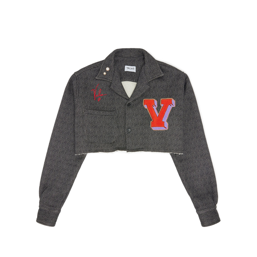 Cropped Varsity V Bowler Shirt