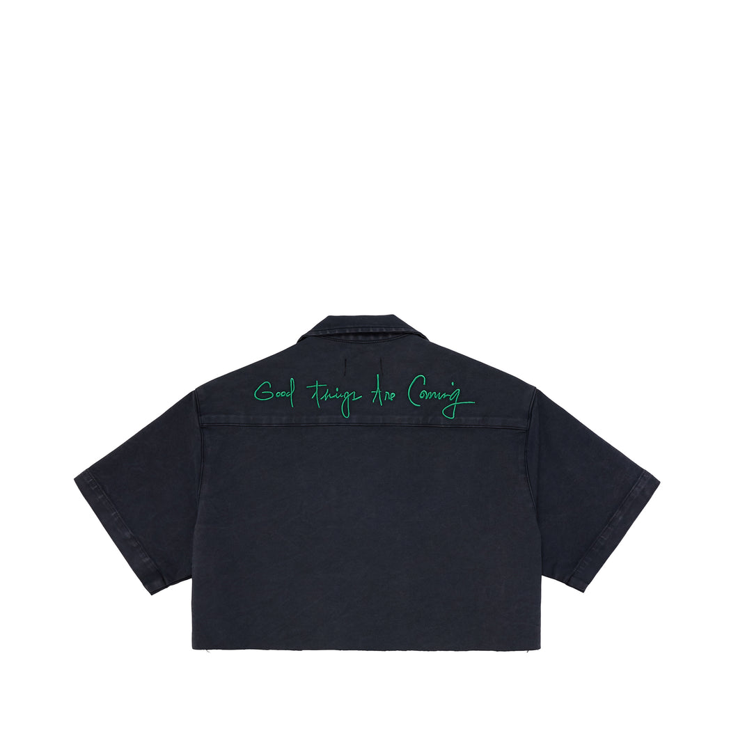 Cropped Palm Trees Bowler Shirt
