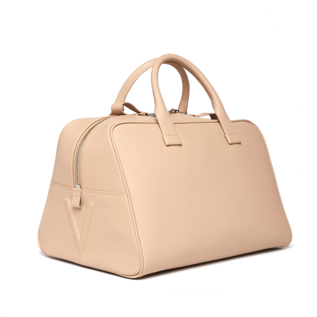 LEATHER WEEKENDER BAG IN NUDE