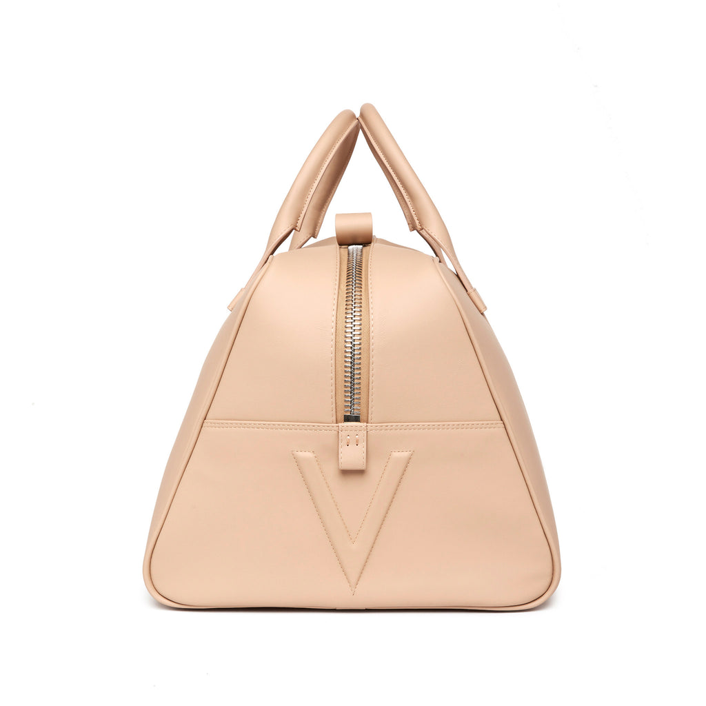 LEATHER WEEKENDER BAG IN NUDE