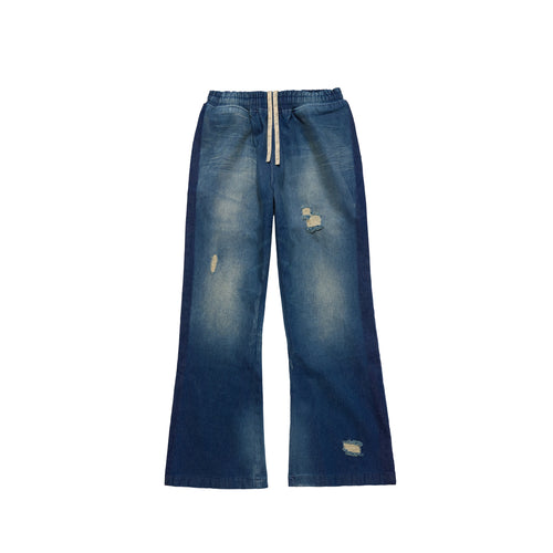 Washed Denim Flared Pants