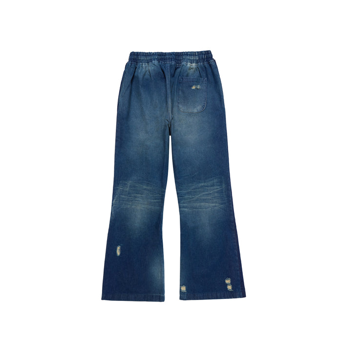 Washed Denim Flared Pants