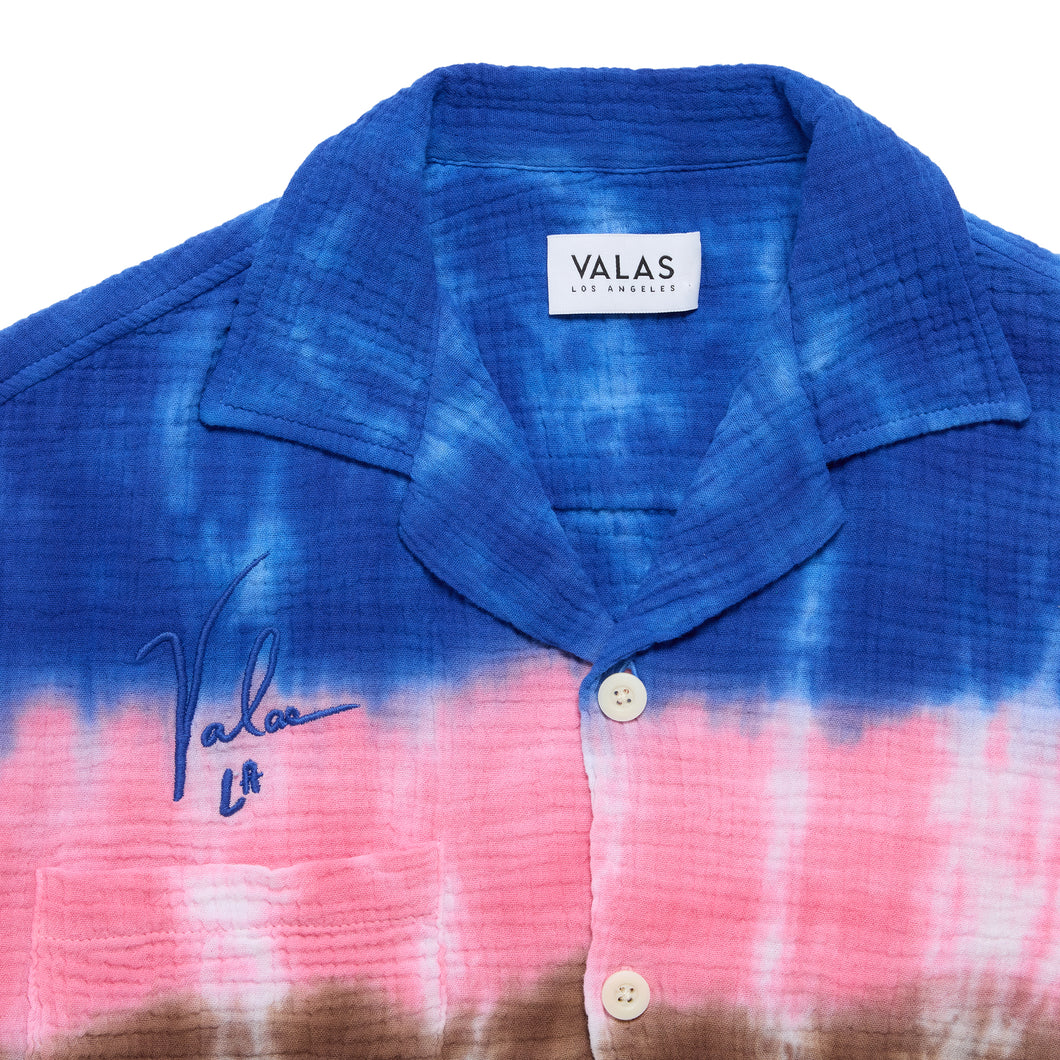 "Ocean" Cropped Tie Dye Bowler Shirt