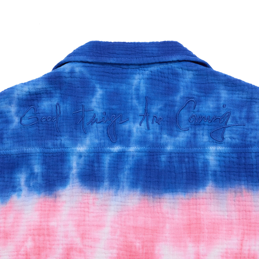 "Ocean" Cropped Tie Dye Bowler Shirt