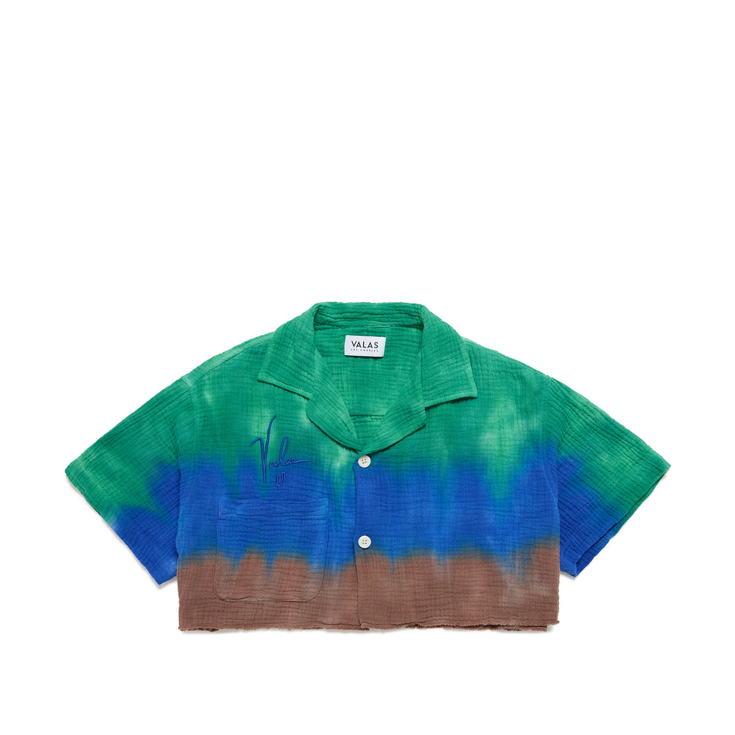 "Earth" Cropped Tie Dye Bowler Shirt