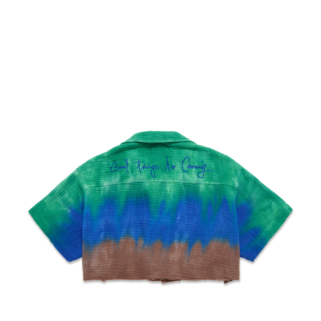 "Earth" Cropped Tie Dye Bowler Shirt