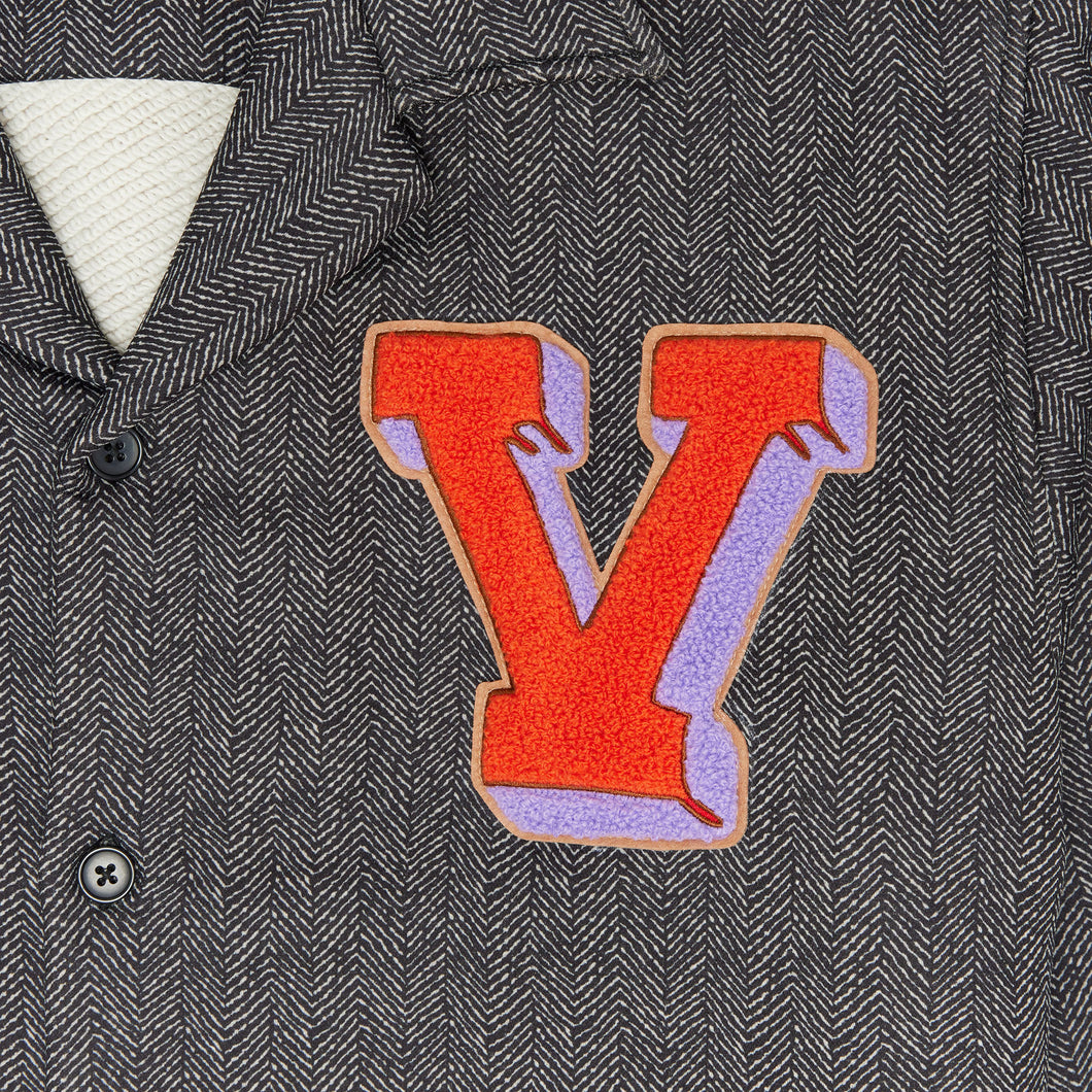 Cropped Varsity V Bowler Shirt