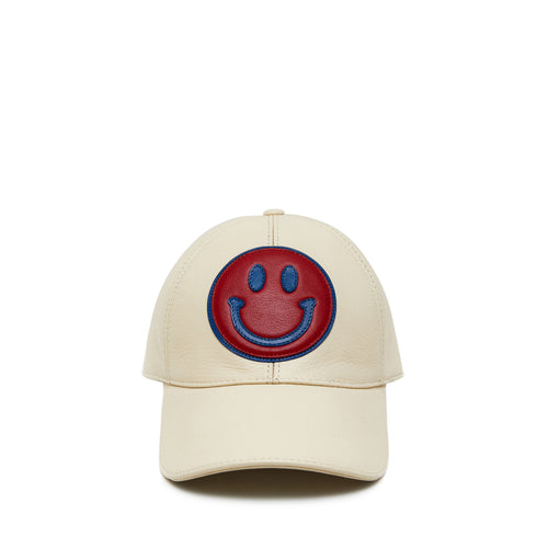 Smiley Face Leather Baseball Hat